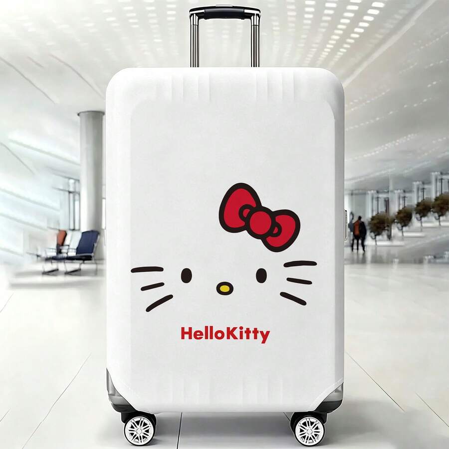 Miniso Minimalist Hello Kitty Bow Design Suitcase Cover, Stretchy Protective Luggage Skin, Simple Anti-Dust Travel Protector - Color - View 1