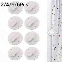 2/4/5/6Pcs Drill-Free Shower Curtain Windproof Fixing Clips, Bathroom Shower Curtain Anti-Leakage Edge Anti-Slip Fixer, Strong Adhesive Curtain Fixing Buckle - White - View 2
