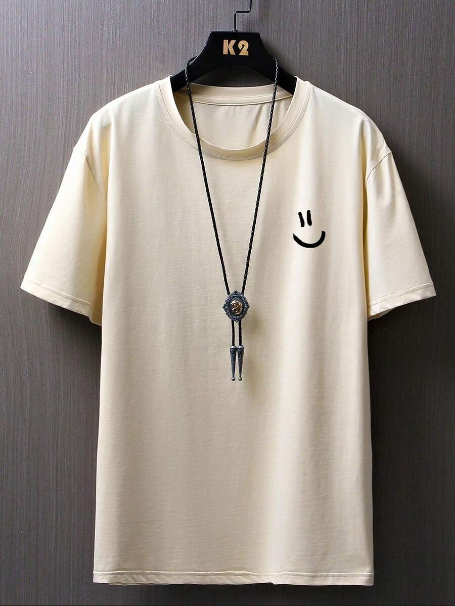 Manfinity Homme Men's Expression Print Drop Shoulder T-Shirt - Khaki - View 1