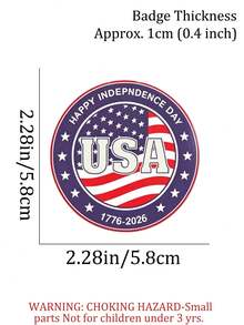 7月4日日徽章胸針，2.28英吋愛國紅白藍配件，日派對用品，畢業單身派對新娘婚禮生日禮物，教師感謝派對裝飾勳章紀念品大宗套組 (1/2/4件) - 查看 4