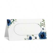 Watercolor Blue Floral Place Cards, Blank Paper Tent Cards, Elegant Table Name Cards For Wedding, Bridal Shower, Birthday & Dinner Party - View 4
