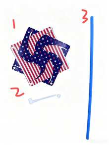 4pcs Patriotic Decoration Set - American Flag Sports Parade Headband And Wristband Combination, Suitable For Independence Day Parade,Party - Multicolor - View 6