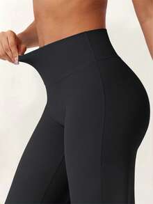 DINBEY 2 Pcs Women's High Waist Butt Lifting Flare Leg Yoga Pants, Stretchy No See-Through Sports Leggings - Black - View 3
