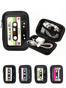 Portable Mini Storage Bag, Radio Pattern, Phone Charger Data Cable Storage Bag, Letter Print Charging Bag, Charger And Data Cable Pattern, Zipper Wallet Style Storage Bag, Data Cable Storage Bag, Digital Bag, Electronic Product Storage Bag, Cable Organizer Bag, Waterproof Travel Tech Storage Bag, Unisex - Multicolor - View 11