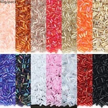 40g/Pack 4mm Tube Glass Seed Beads, Colorful Silvered Tube Beads For DIY Boho Style Bracelets And Necklaces Crafting, Summer - Beads - View 2