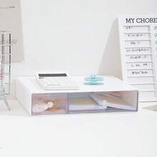 3pcs Multi-Use Stackable Drawer Organizer, Clear Desktop Storage Box, Multi-Grid Container For Cosmetics, Stationery & Small Items - White - View 5