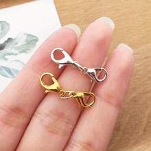 WGRXIRANYKM 6Pcs Double Lobster Clasp Necklace Bracelet Connectors Jewelry Making Supplies Large Lobster Clasp Beaded Necklace Bracelet Clasp DIY Accessories - Double-headed Lobster Clasp Short - View 3