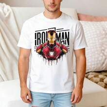 Disney 2026 New Retro Iron Men's And Women's Pure Cotton Fashion Tony Stark Printed T-ShirtThe Fabric Is Breathable And Soft. - 1 - 查看 3