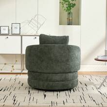 30" Living Room Rotating Decorative Chair(1PC), 360 ° Rotatable Bucket Shaped Sofa Chair, Chenille Armchair,Extra Super Soft Pillows As A Gift,Ergonomic Design,Suitable For Various Scenarios Such As Living Rooms, Bedrooms, Balconies, Etc - Xanh lá cây - Ghế xoay trang trí + Đệm - Vải nhung - Xem 10
