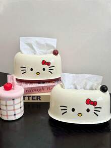 SANRIO Caja de pañuelos redonda y linda, soporte de pañuelos creativo de dibujos animados para escritorio de sala de estar, caja de almacenamiento de pañuelos con resorte para el hogar - Multicolor - Ver 1