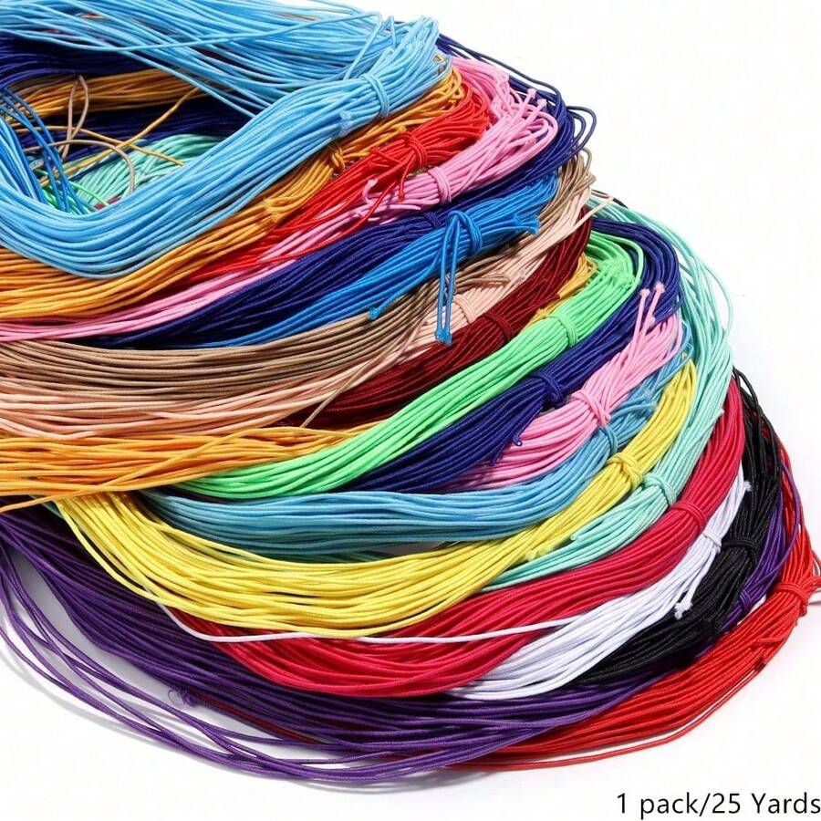 1mm 25 Yards Braided Elastic Cord Beading String Elastic Rope Fabric Craft Cord Jewelry Making 17 Colors