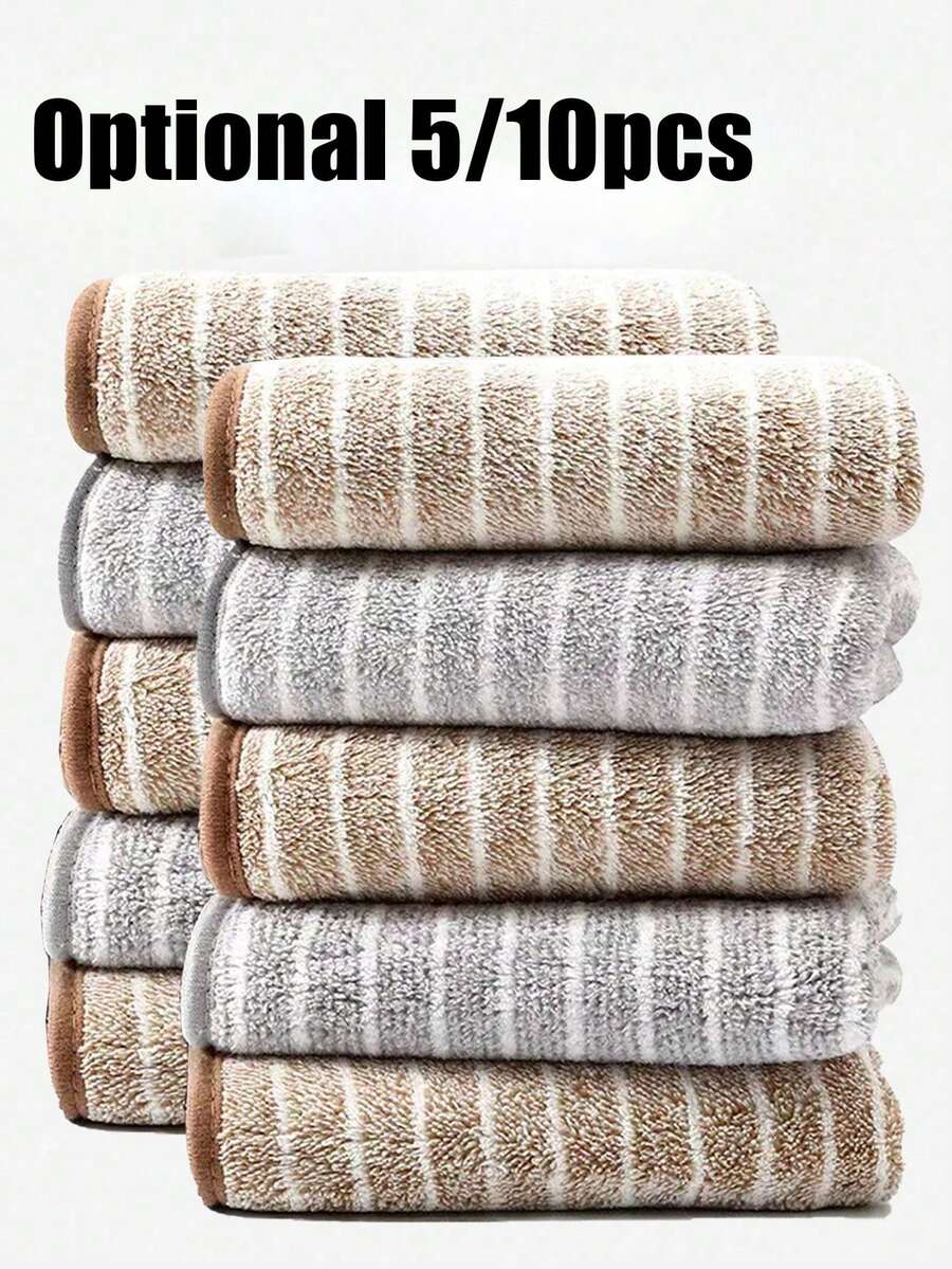 5pcs/10pcs Random Color Soft Towels, Quick Drying Face Towels, Reusable Square Makeup Remover Towels (9.8in*9.8in), Soft & Skin-Friendly Face Cloths, Portable Cleaning Tool Suitable For Travel - Multicolor - View 1