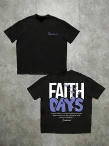 T-shirt unisexe Faith Days à motif oiseau double face, noir et blanc, col rond décontracté, haut à manches courtes style streetwear d'été. - Noir - Voir 1