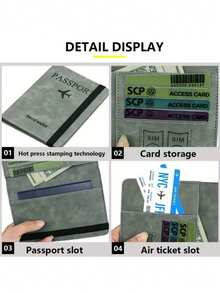 1pc RFID Passport Holder, Slim Passport Wallet, PU Leather Material, Multi-Functional Wallet, Passport Bag, Suitable For Travel, Business Trips - Multicolor - View 6