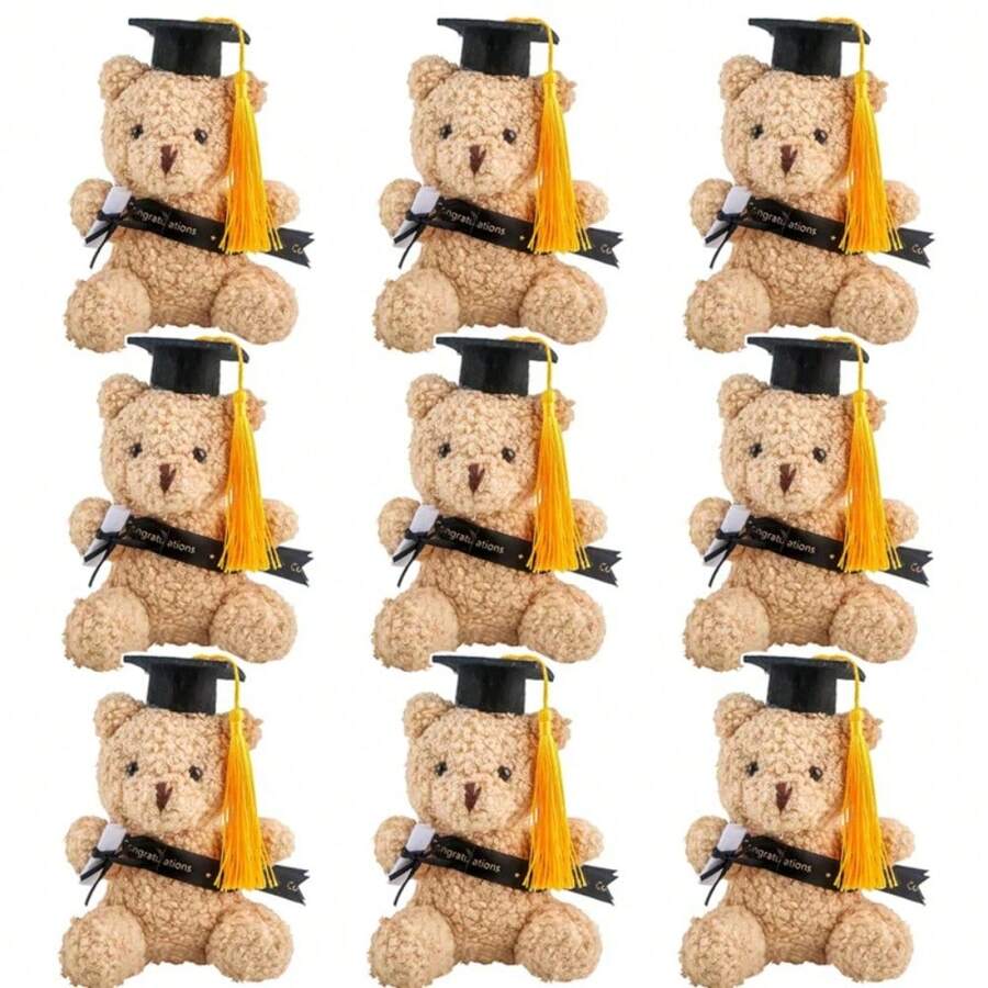 Wholesale Small Graduation Bears, 4 Inch Graduation Plush Toys with Diploma, Class of 2026, Graduation Party Decorations, Gifts - Negro - Ver 1