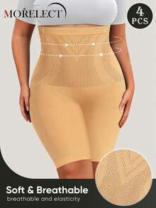 Morelect 4pcs Women's Plus Size High Waist Shaping Pants, Slimming, Tummy Control, Comfortable - Multicolor - View 4