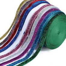 1pc 10 Yards 10mm Shiny Velvet Ribbon, For Gift Wrapping, Holiday Decoration, Colorful Onion Velvet Glitter Webbing - Green Onion Glitter Ribbon - View 7