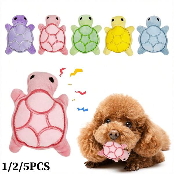 1/2/5pcs Mini Cute Turtle Dog Plush Doll, Squeaky Dog Teething Sound Doll, Soft And , Beneficial For Dental Health, Suitable For Puppies And Small Dog Breeds, No Batteries Required