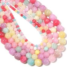 1 Strand Candy Colorful Beige Jade Round Beads (Approx. 30-90pcs) Green Jade Loose Beads For Handmade DIY Bracelet Necklace Jewelry Making - Candy Beads - View 7