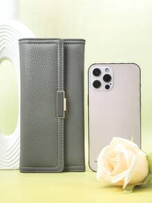 MINGYOU Women's Long Wallet, Foldable Multifunctional Soft PU Solid Color Large Capacity Card Holder ID Organizer, Fashionable Compact Exquisite Zipper Coin Purse - Green - View 4
