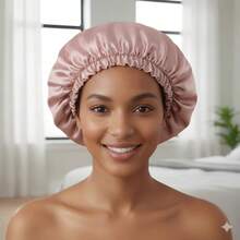 Double-Sided Anti-Frizz Satin Bonnet With Adjustable Elastic - Red - View 5