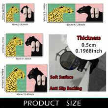1pc Pink Green Leopard & Contrast Pattern Printed Faux Cashmere Surface TPR Bottom Doormat, Bathroom Mat, Kitchen Mat, Laundry Mat, Holiday Atmosphere Decor, Home Decor, Party Decor, Wedding Decor, Dining & Kitchen Decor - Multicolor - View 11