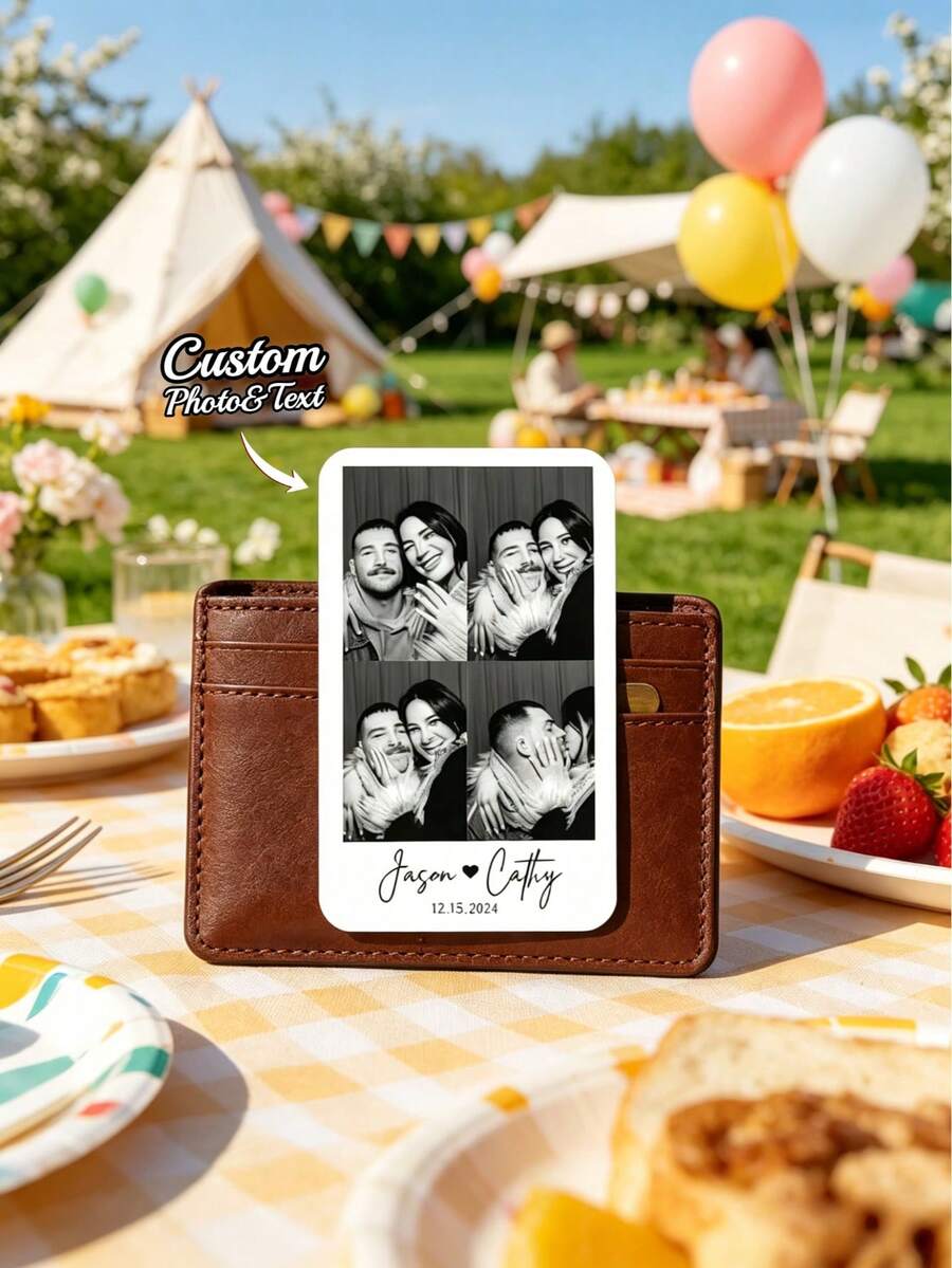 1pc Customized Wallet Card, Couple Photo Card, Personalized Wallet Insert Card, Perfect Gift For Husband, Boyfriend Or Partner, Birthday Gift, Father's Day Gift