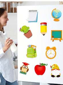 12/6/1 Set - Bolígrafos Retráctiles con Estampado Lindo + Notas Adhesivas de Dibujos Animados (20 Hojas), Regreso a la Escuela, Navidad, Día de San Valentín, Halloween, Regalo de Papelería para Maestro y Estudiante - Sacar papel - Ver 6