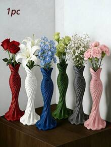 1個塑料花瓶，白色防碎花瓶，適用於鬱金香、玫瑰和其他鮮花，家居裝飾，客廳、餐桌禮物，生日、畢業典禮，房間裝飾，玻璃花瓶 - 多色 - 查看 1