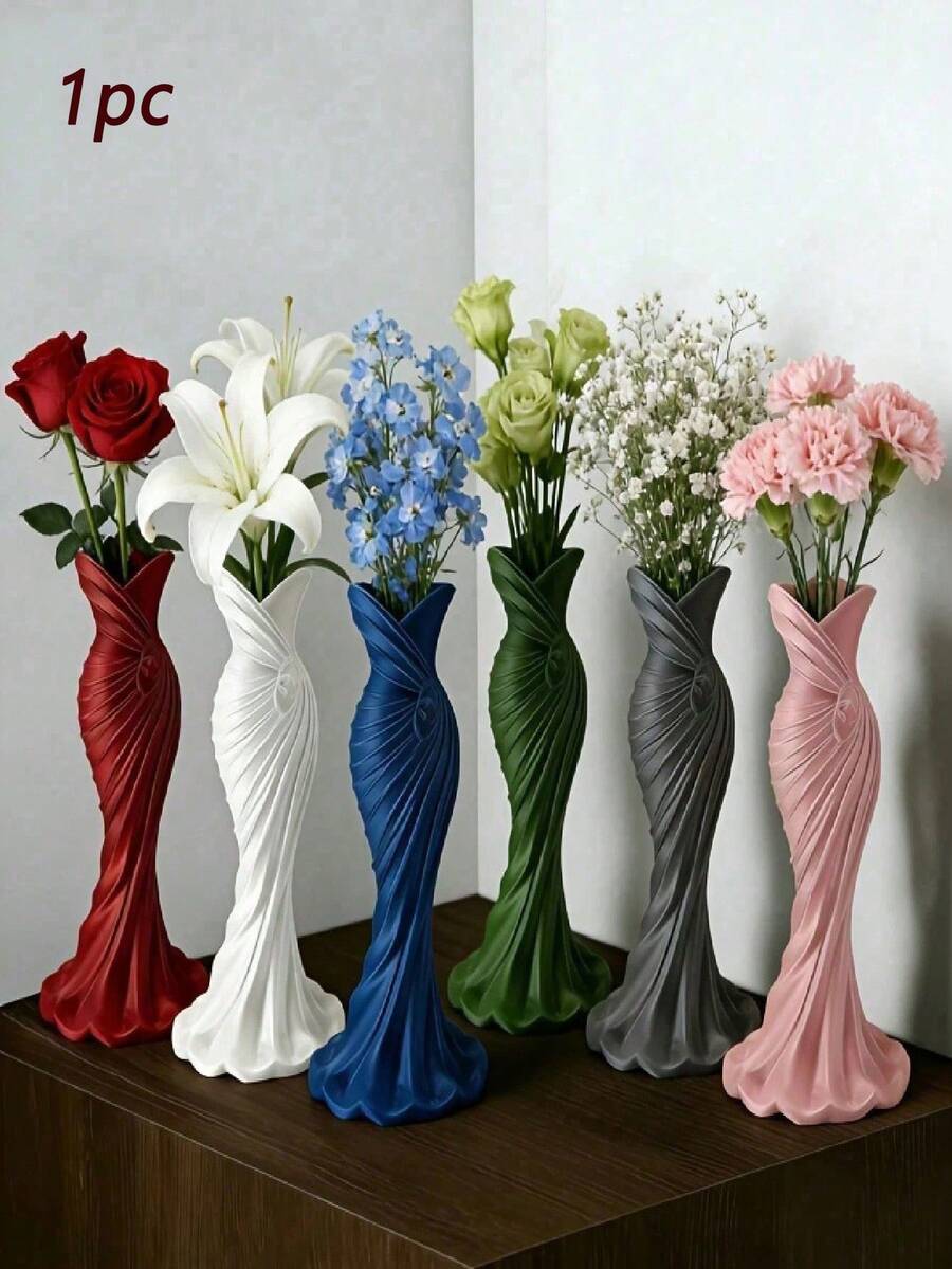 1個塑料花瓶,白色防碎花瓶,適用於鬱金香、玫瑰和其他鮮花,家居裝飾,客廳、餐桌禮物,生日、畢業典禮,房間裝飾,玻璃花瓶 - 多色 - 查看 1