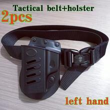 2pcs Set Outdoor Hunting Tactical Belt + Holster, Nylon Material, Lightweight And Wear-Resistant, Metal Buckle, Automatic Buckle, Compatible With PX4 Holster, BRS Beretta 92 Holster, Universal Holster - Black - View 14