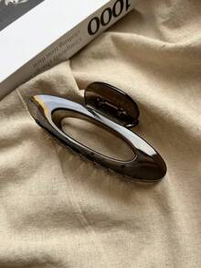2件/1件 女款 11.4cm/4.49in 爪形棕色豹紋玳瑁輕量塑料髮夾，時尚百搭高端優雅極簡純色髮爪，適合日常配戴、外出、休閒、派對、通勤、海灘、度假、紮髮、馬尾、盤髮、洗臉、沐浴、化妝、搭配衣著，髮飾頭飾髮夾（字母為單面且無意義） - 彩色 - 查看 3