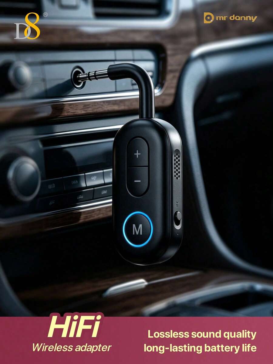 Adaptador Bluetooth Inalámbrico para Coche D8, Estéreo HiFi sin Pérdida, Reducción de Ruido para Llamadas Manos Libres, Baja Latencia, Señal Estable Anti-Interferencia de 10M, Conexión Automática Plug & Play, Mini, Indicador LED, Material ABS Duradero, Para iOS Android, Compatible con Sedán SUV MPV - Multicolor - Ver 1