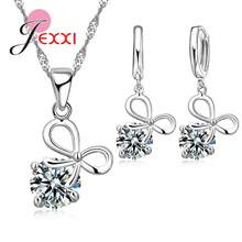 925 Sterling Silver Plating Necklace And Earring Set With Cubic Zirconia, Cross, Heart And Butterfly Design, Fashion Jewelry For Women. - 35001 - 查看 1