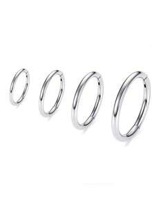 1/5PCS 316L Stainless Steel Minimalist Hinged Segment Ring Closure Ring Seamless Nose Ring/Earring, Non-Fading For Men And Women Body Piercing, Suitable For Different Piercing Positions And Style Needs - Multicolor - View 22