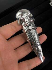 1pc Fashion Mechanical Inlaid Faux Pearl Hollow Claw Joint Finger Ring, Punk Claw Finger Sleeve Joint Protector, Unisex,Party,Halloween - Multicolor - View 14