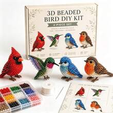 Handmade Fun, 4PCS Beading Material Kit, DIY 3D Embroidery Kit, Simple Fun Sewing Kit For Arts And Crafts, DIY Art Set Sewing Animals 250th Anniversary Style Material Kit (1 Set) Suitable For Holiday Handmade Gifts - Multicolor - View 1