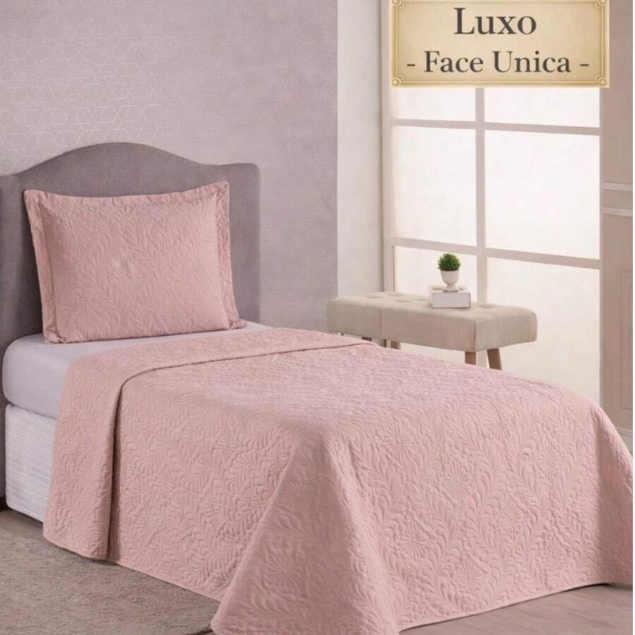 Luxury Single Bedspread, One-Sided, 2 Pieces, Ultrasonic Quilting, 11 Colors Available - Rusty Rose - View 1
