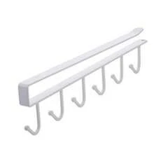 1pc Minimalist Practical Black 6-Hook No-Drill Multi-Function Hanging Rail, Self-Adhesive Kitchen Utensil Storage Rack, Suitable For Kitchen, Home Storage, Perfect For New Year, Valentine's Day, Mother's Day, Graduation, Back To School And Other Occasions - Multicolor - View 10