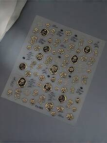 1片 5D金屬玫瑰美甲貼紙，優雅復古美甲貼花，自黏式美甲貼片，夏季DIY美甲藝術裝飾，簡易美甲貼紙，適合女孩與女性的最佳美甲用品，適用於情人節與浪漫場合 - 彩色 - 查看 7