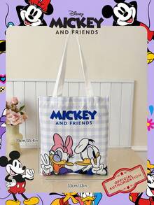 1 pieza Bolsa de lona con estampado oficial de Disney Pato Donald/Pato Daisy, bolso de mano de dibujos animados lindo para niñas, bolsa tote de gran capacidad, bolsa de compras plegable, bolso de hombro ligero, adecuado para estudiantes/estudiantes universitarios/adolescentes/jóvenes, adecuado para uso diario/salidas/compras/desplazamientos - Azul - Ver 3