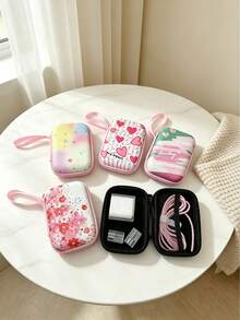 1pc Sweet Style Printed Portable Storage Bag Hard Shell Pressure-Resistant Earphone Data Cable Organizer Pouch - View 8