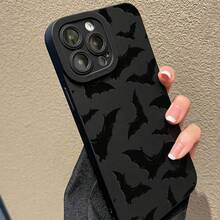 Funda para Teléfono: Funda Protectora de Cobertura Total con Diseño de Pequeño Murciélago de Ojos Negros Compatible con los Modelos  15 14 13 12 17 X XS XR XS Max 7 8 7P 8P Pro Max Plus - Negro - Ver 4