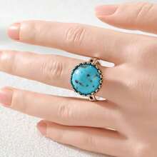 Vintage Oversized Oval Ring, Antique Finish; Bohemian Style Accessory - Two-color - View 3
