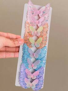 7pcs Girls Multicolor Sequin Bow Hair Clips Hair Accessories Headwear Top Clips Back Clips Side Clips Alligator Hair Clips For Daily Use - Multicolor - View 4