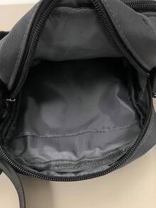 可調節肩帶與拉鍊男士單肩包，便攜純色，簡約，休閒，時尚，商務學生男士單肩包 - 灰色 - 查看 7