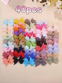 12/20/40pcs Colorful Symmetrical Bow Hair Clips - Yellow & Pink, Suitable For Girls, Gift Use - Multicolor - View 15