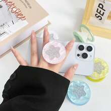 1PC Simple Shell Pattern Glitter Star Magsafe Magnetic Phone Stand Strong Adsorption Telescopic Phone Holder - Multicolor - View 1