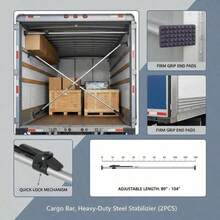 [Free Shipping] Load Stabilizer Bars 89"-104" For Box Trucks Semi-Trailers Trailers, Heavy-Duty Steel Ratcheting Mechanism Rubber Foot Pads 2PCS - Default0 - View 5