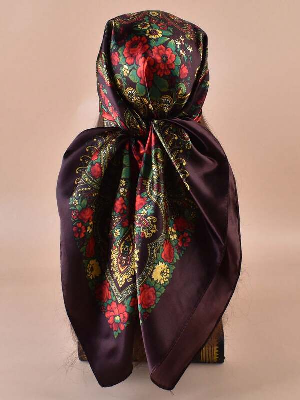 1 chiếc khăn quàng cổ nữ họa tiết Paisley in dệt, khăn vuông lớn thời trang, khăn lụa du lịch, tiệc tối
